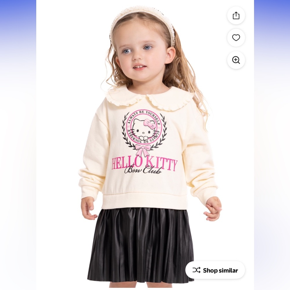 Hello Kitty toddlers girls outfit graphic collared dress with long sleeves 3t